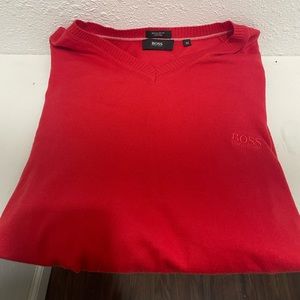 Red Hugo Boss Long-sleeve V-neck Size Medium